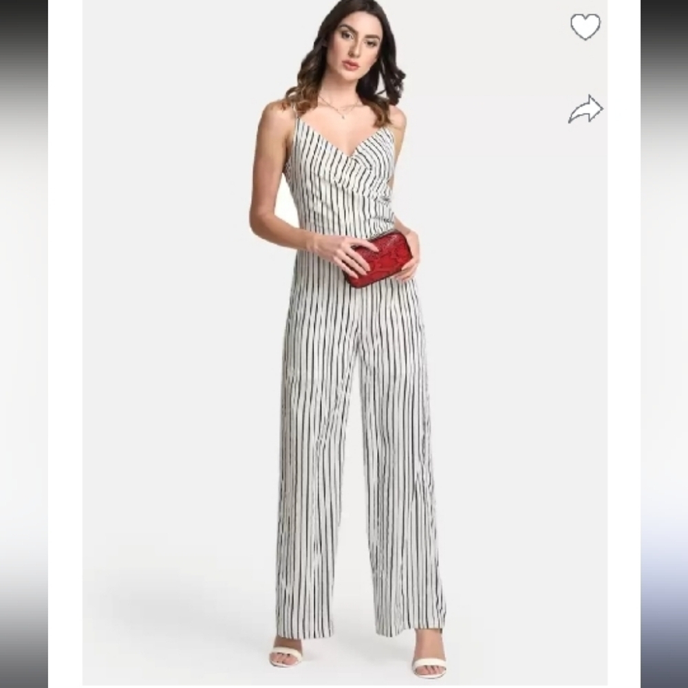 Club Monaco Black and White Striped Jumpsuit Size 10 and Size 6